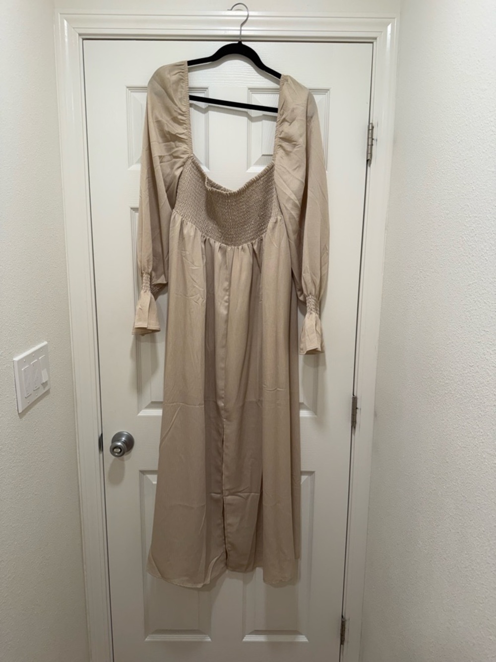 WeWoreWhat Neutral Beige Smocked Maxi Dress